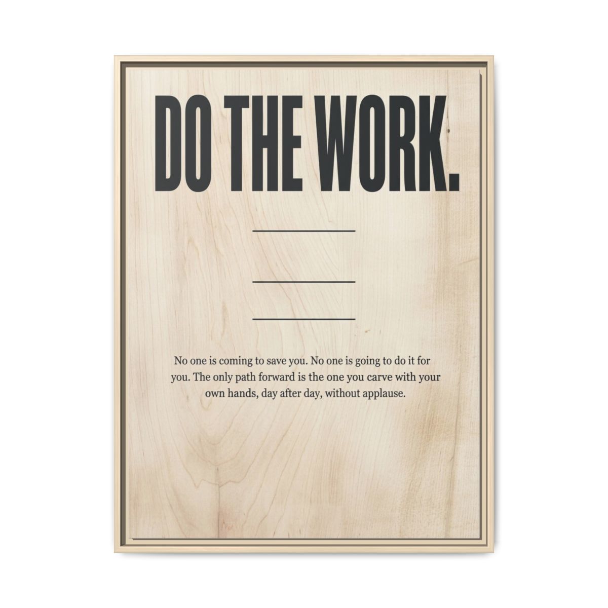 Motivational Canvas Wall Art | Do The Work Typography Print | Birch Charcoal Framed Canvas, Ready to Hang — Thumbnail 5