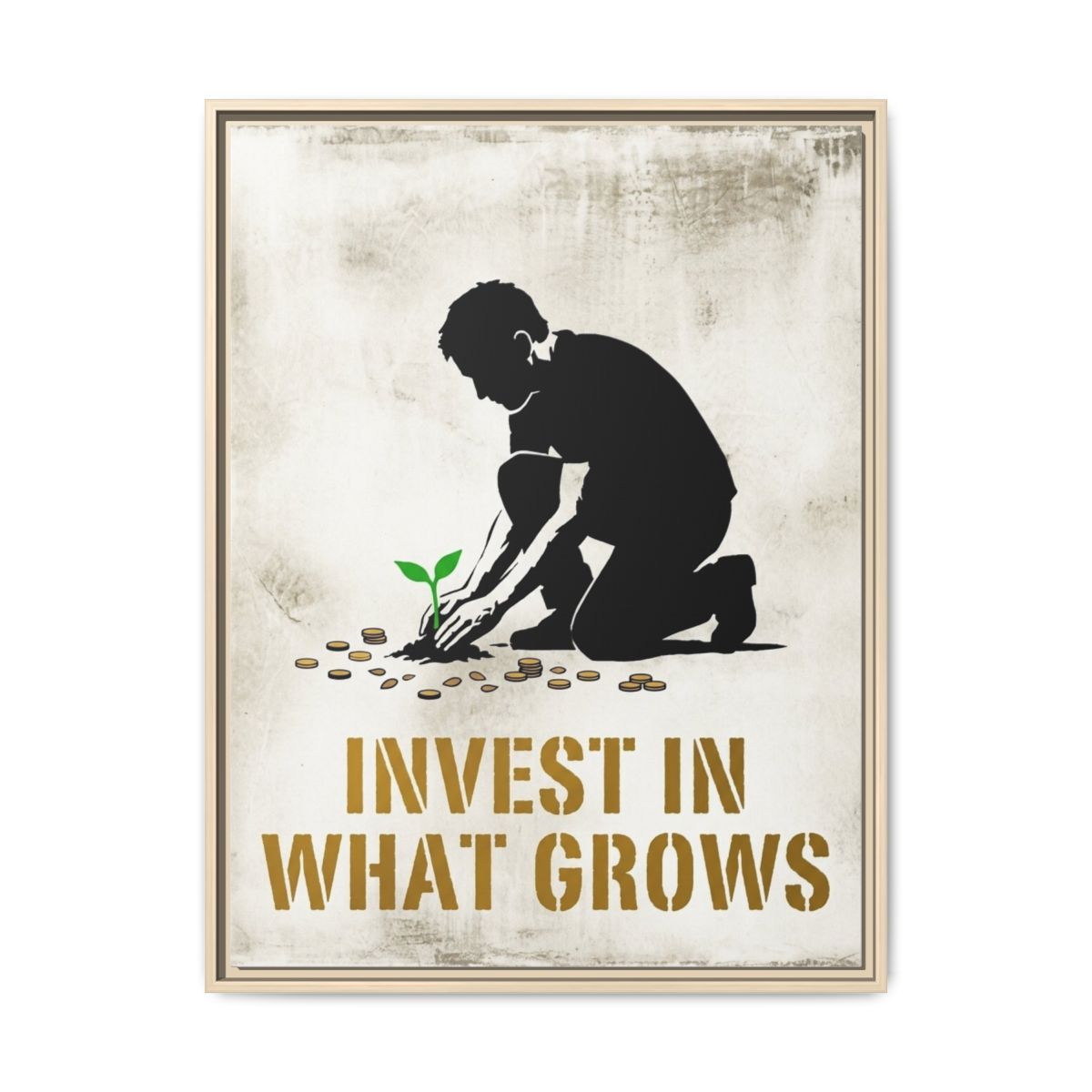 Motivational Canvas Wall Art | Plant Your Flag Street Art Print | Cream Gold Framed Canvas, Ready to Hang — Thumbnail 5