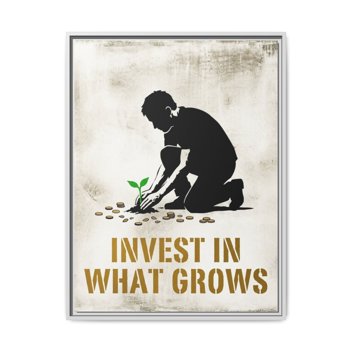 Motivational Canvas Wall Art | Plant Your Flag Street Art Print | Cream Gold Framed Canvas, Ready to Hang — Thumbnail 4