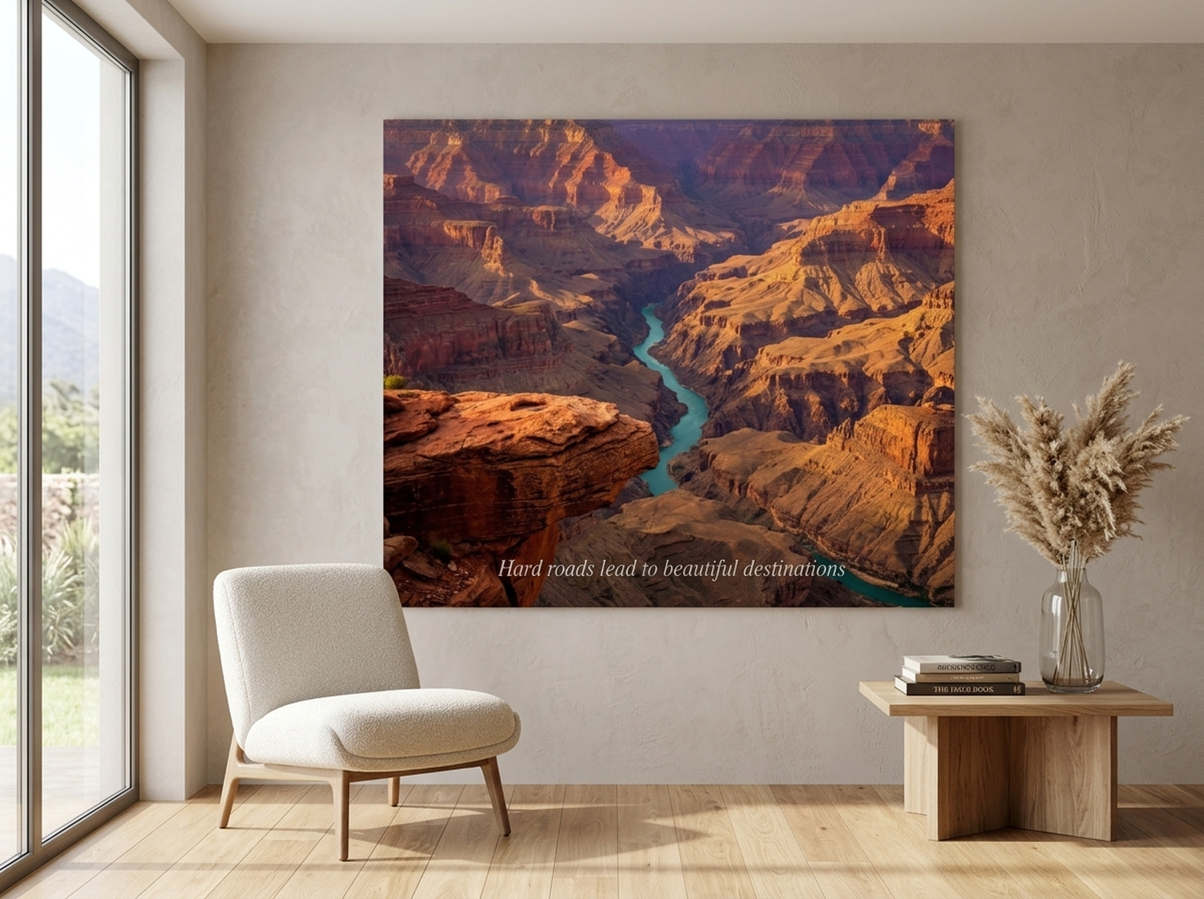 Canyon Canvas Wall Art | Aerial Desert Landscape Terracotta Amber Photography Print | Framed Canvas, Ready to Hang