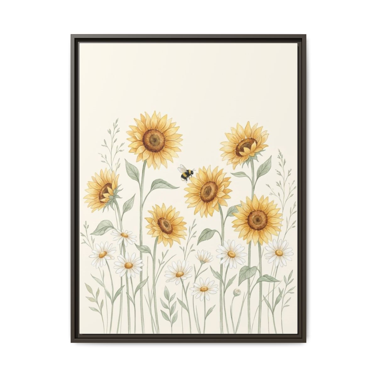 Sunflower Daisy Botanical Nursery Canvas Wall Art | Boho Wildflower Kids Room Decor | Floral Baby Gift — Thumbnail 3
