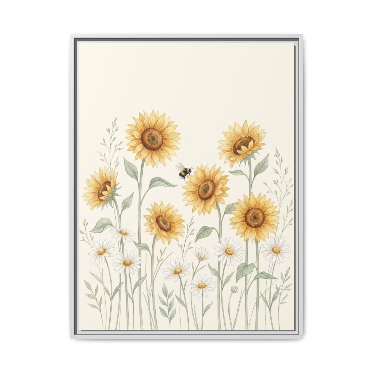 Sunflower Daisy Botanical Nursery Canvas Wall Art | Boho Wildflower Kids Room Decor | Floral Baby Gift — Thumbnail 4