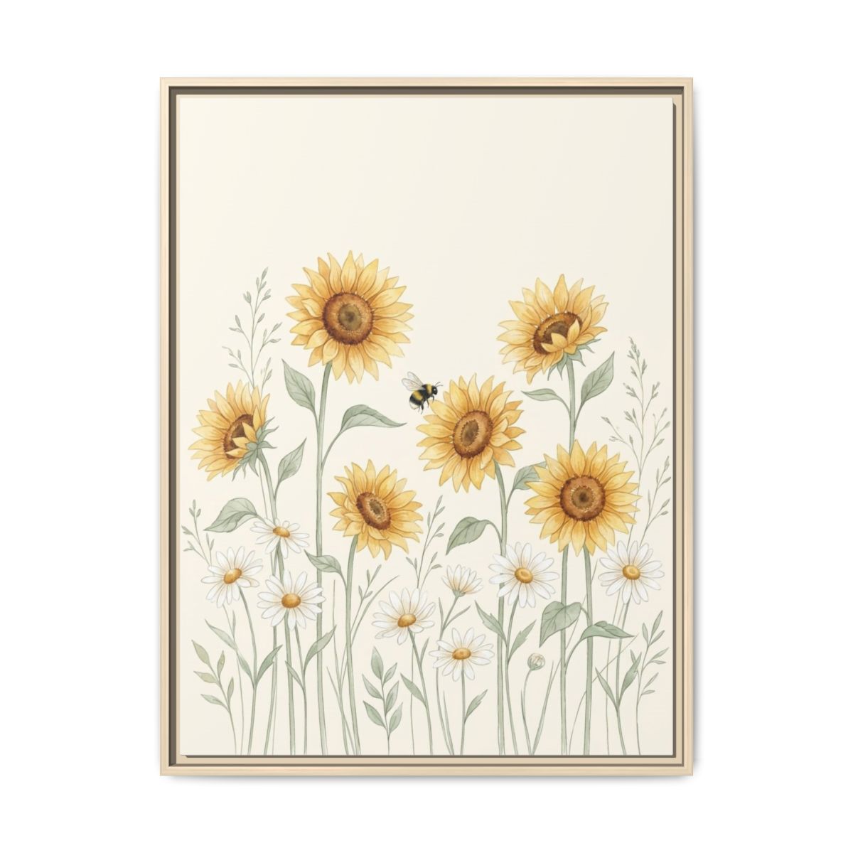 Sunflower Daisy Botanical Nursery Canvas Wall Art | Boho Wildflower Kids Room Decor | Floral Baby Gift — Thumbnail 5