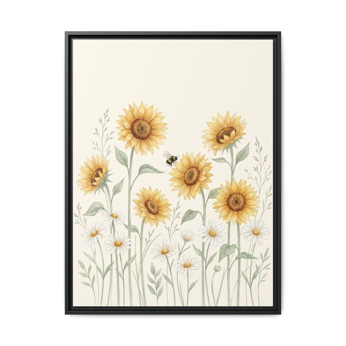 Sunflower Daisy Botanical Nursery Canvas Wall Art | Boho Wildflower Kids Room Decor | Floral Baby Gift — Thumbnail 2