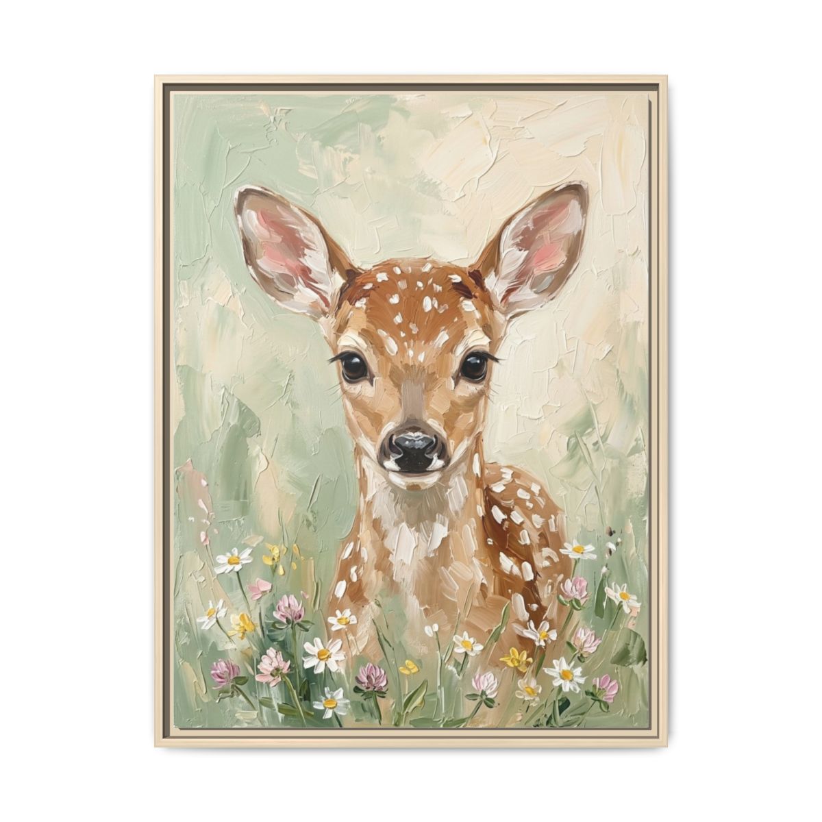 Fawn Deer Impressionist Portrait Nursery Canvas Wall Art | Woodland Sage Kids Room Decor | Nature Gift — Thumbnail 5