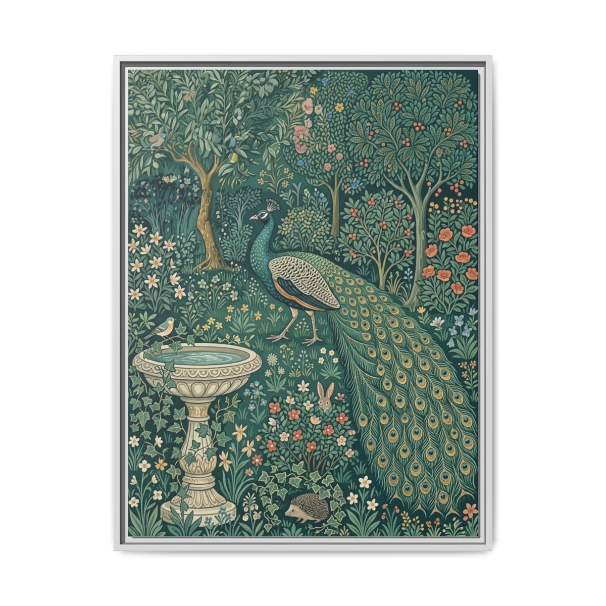 Peacock Enchanted Garden Nursery Canvas Wall Art | Teal Gold Botanical Kids Room Decor | Elegant Gift Print — Thumbnail 4