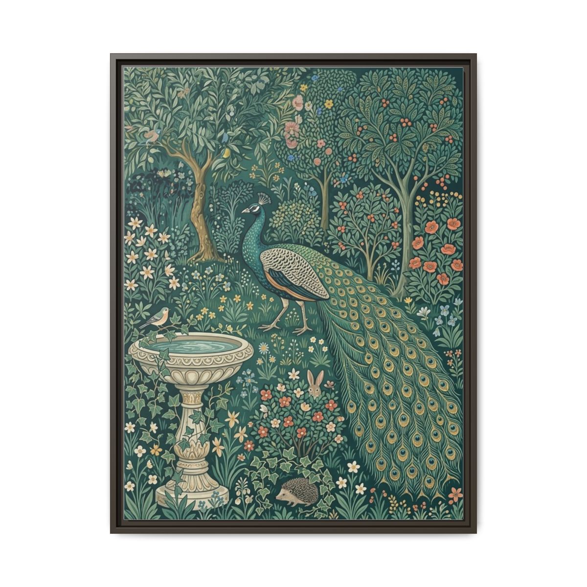 Peacock Enchanted Garden Nursery Canvas Wall Art | Teal Gold Botanical Kids Room Decor | Elegant Gift Print — Thumbnail 3
