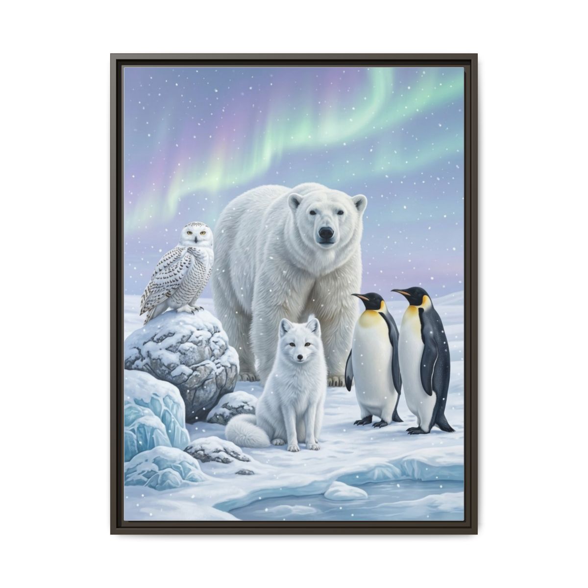 Arctic Animals Nursery Canvas Wall Art | Photorealistic Nature Kids Room Decor | Cool Blue Nature Print — Thumbnail 3