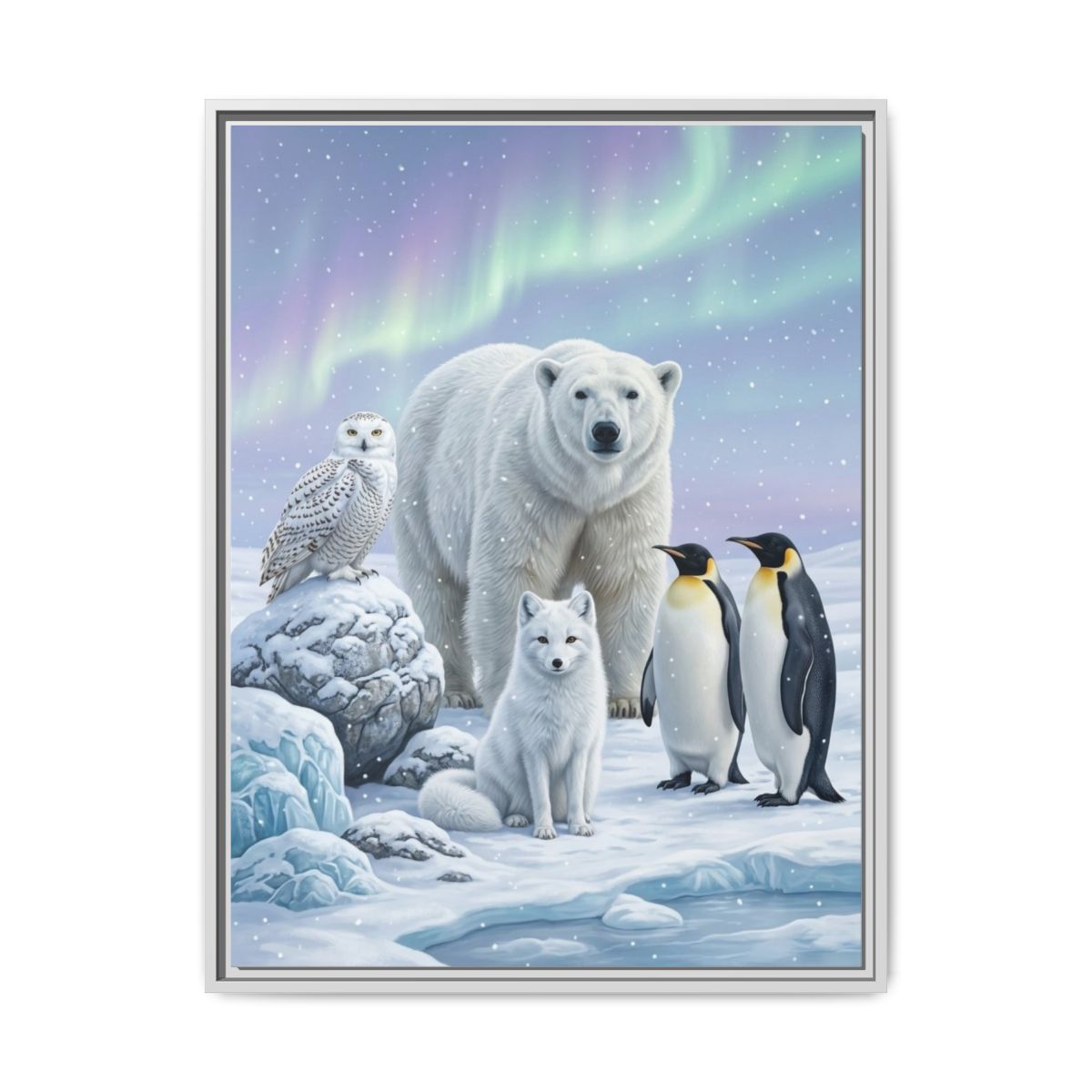 Arctic Animals Nursery Canvas Wall Art | Photorealistic Nature Kids Room Decor | Cool Blue Nature Print — Thumbnail 4