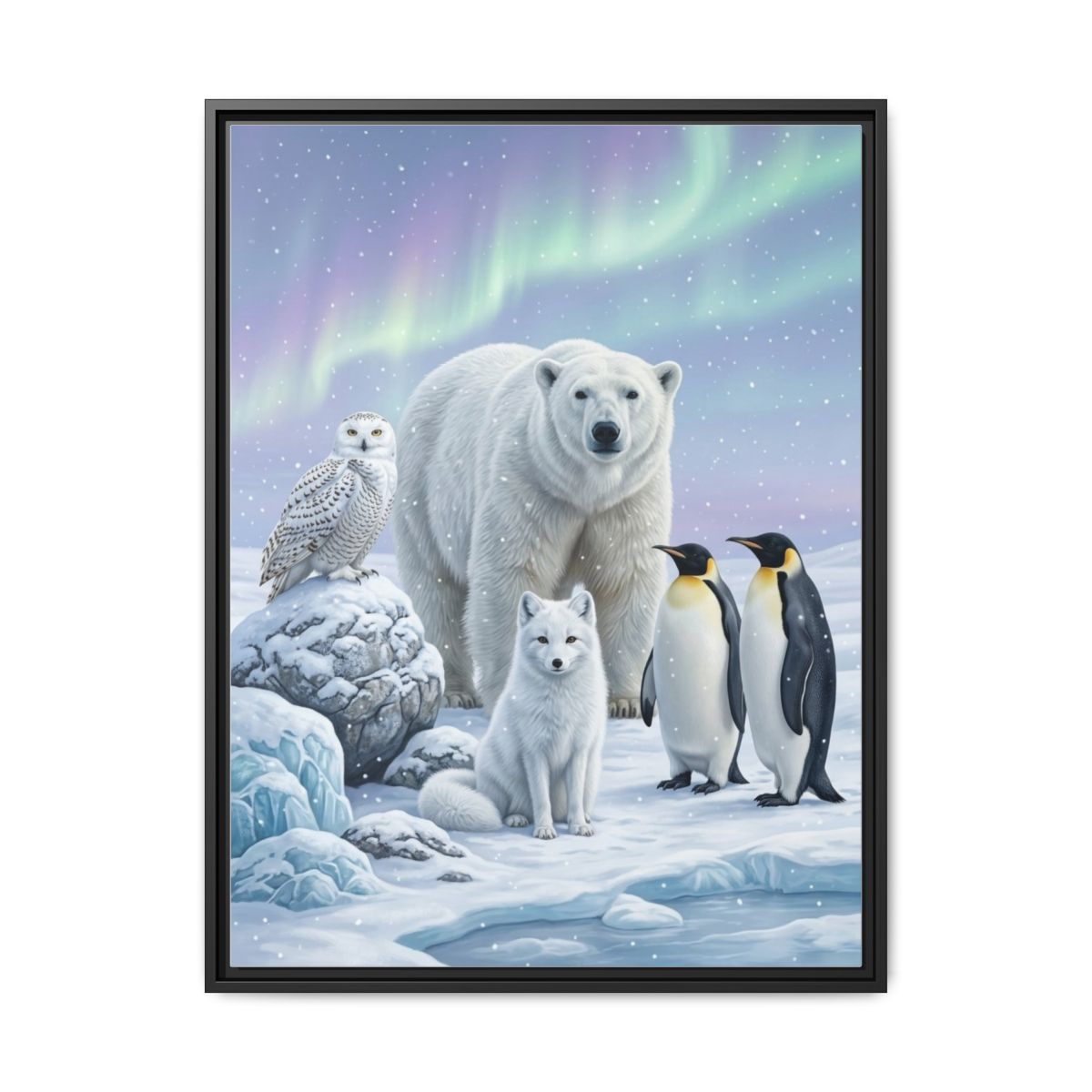 Arctic Animals Nursery Canvas Wall Art | Photorealistic Nature Kids Room Decor | Cool Blue Nature Print — Thumbnail 2