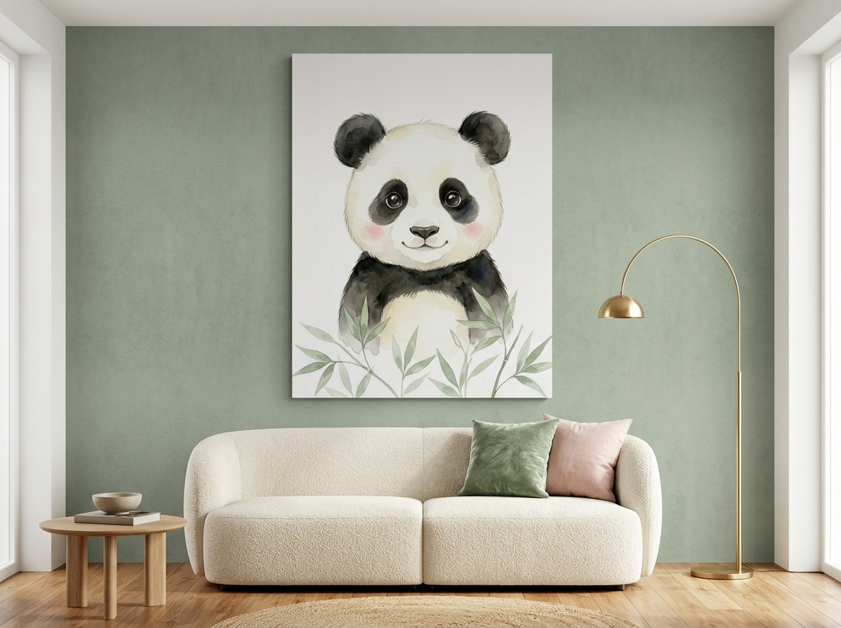 Baby Panda Kawaii Nursery Canvas Wall Art | Gender Neutral Animal Kids Room Decor | Children Birthday Gift