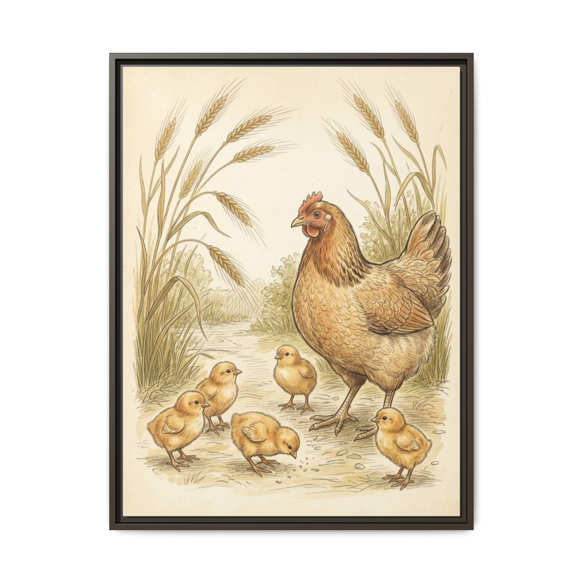 Vintage Hen and Chicks Nursery Canvas Wall Art | Farmhouse Cottagecore Kids Room Decor | Baby Shower Gift — Thumbnail 3