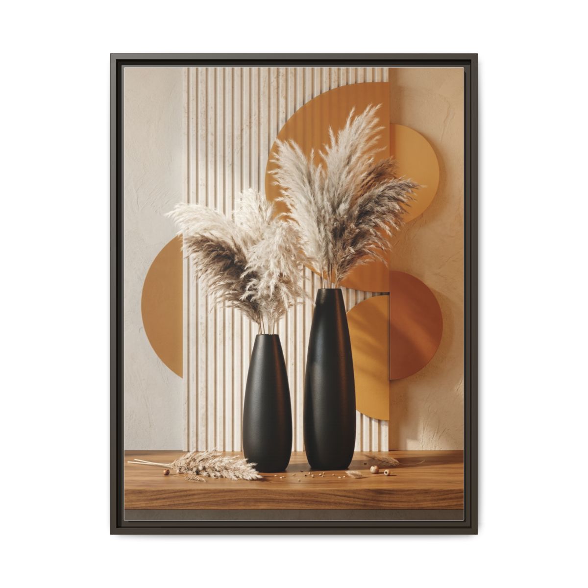 Pampas Vases Canvas Wall Art | Sculptural Black Gold Decor Print | Living Room Luxury Art — Thumbnail 3
