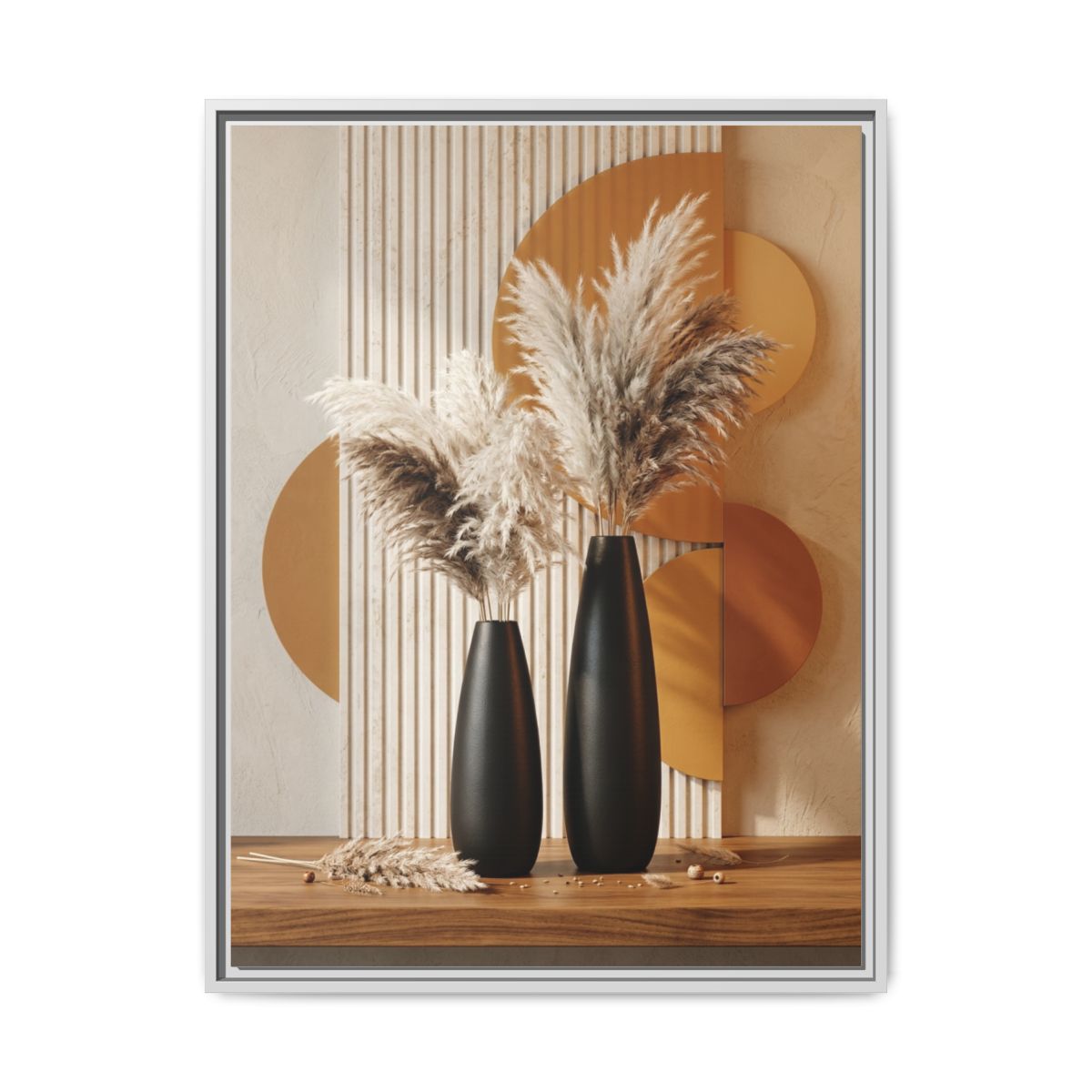 Pampas Vases Canvas Wall Art | Sculptural Black Gold Decor Print | Living Room Luxury Art — Thumbnail 4
