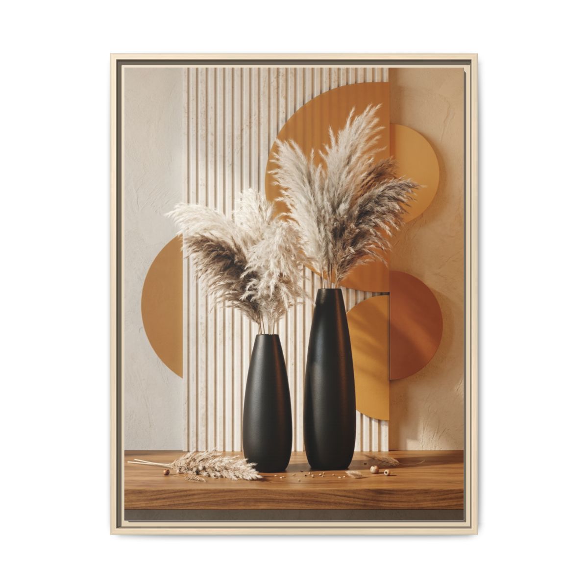 Pampas Vases Canvas Wall Art | Sculptural Black Gold Decor Print | Living Room Luxury Art — Thumbnail 5