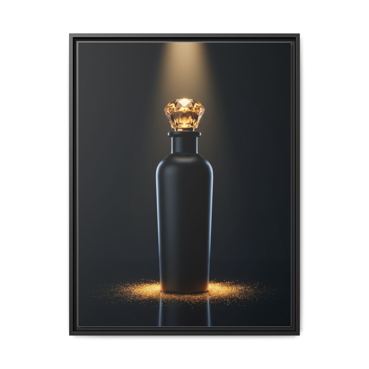 Perfume Bottle Canvas Wall Art | Luxury Black Gold Decor | Dark Glamour Bedroom Art Gift - alternate view