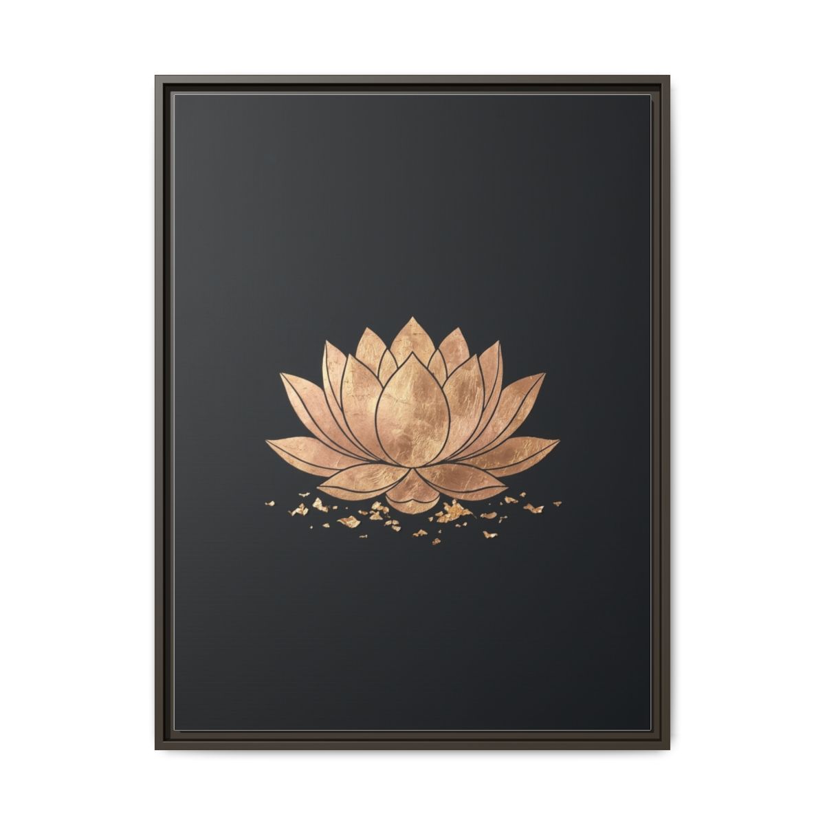 Lotus Flower Canvas Wall Art | Gold Leaf Black Minimalist Print | Bedroom Zen Decor Gift — Thumbnail 3