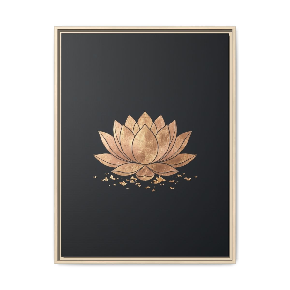 Lotus Flower Canvas Wall Art | Gold Leaf Black Minimalist Print | Bedroom Zen Decor Gift — Thumbnail 5