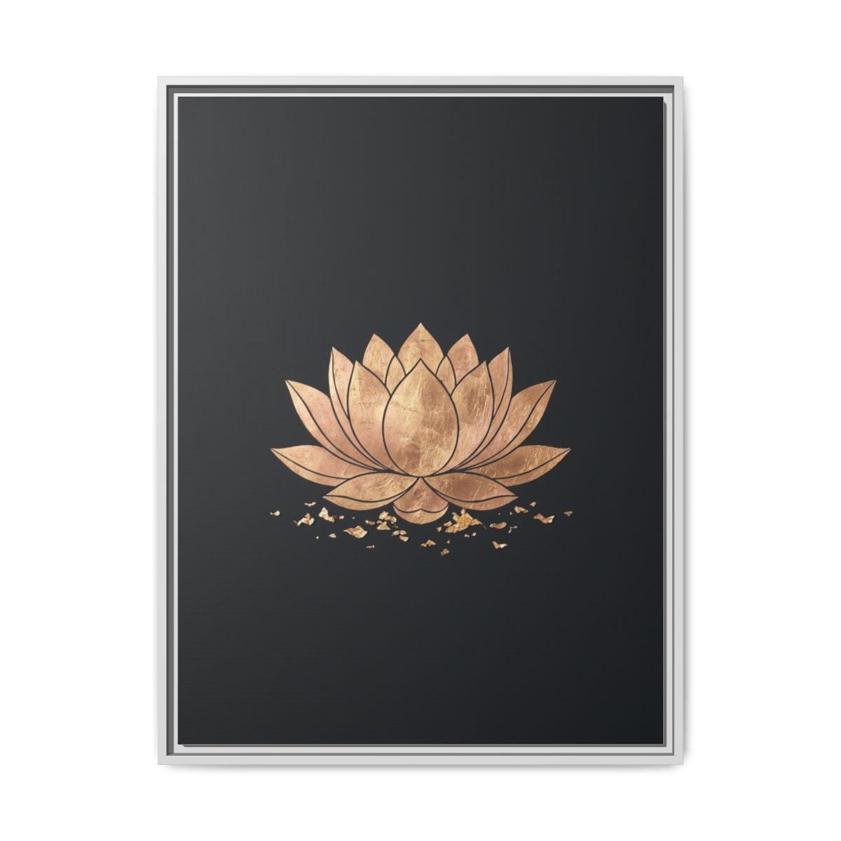Lotus Flower Canvas Wall Art | Gold Leaf Black Minimalist Print | Bedroom Zen Decor Gift — Thumbnail 4