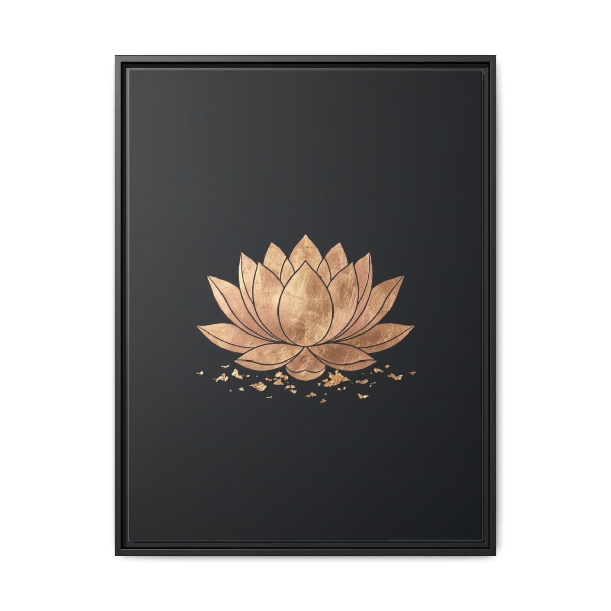 Lotus Flower Canvas Wall Art | Gold Leaf Black Minimalist Print | Bedroom Zen Decor Gift — Thumbnail 2