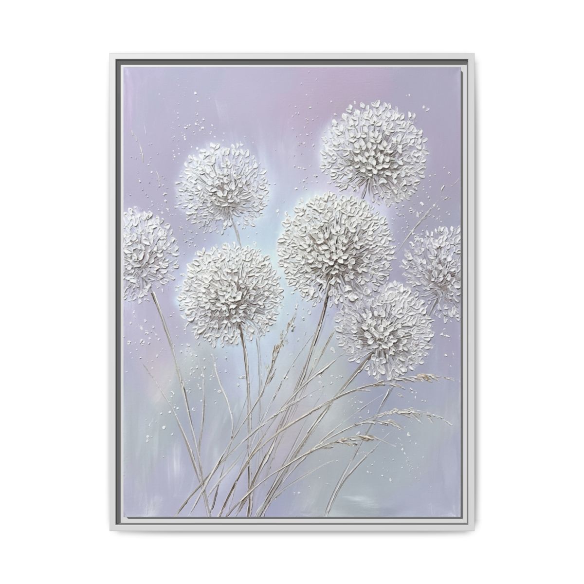 Allium Floral Canvas Wall Art | Impasto Flower Painting | Bedroom Lavender Decor Gift — Thumbnail 4