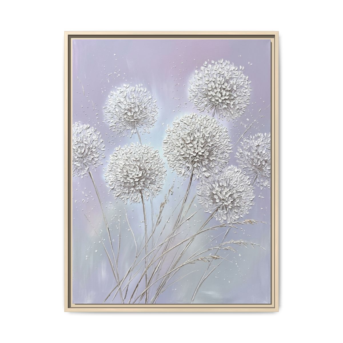 Allium Floral Canvas Wall Art | Impasto Flower Painting | Bedroom Lavender Decor Gift — Thumbnail 5
