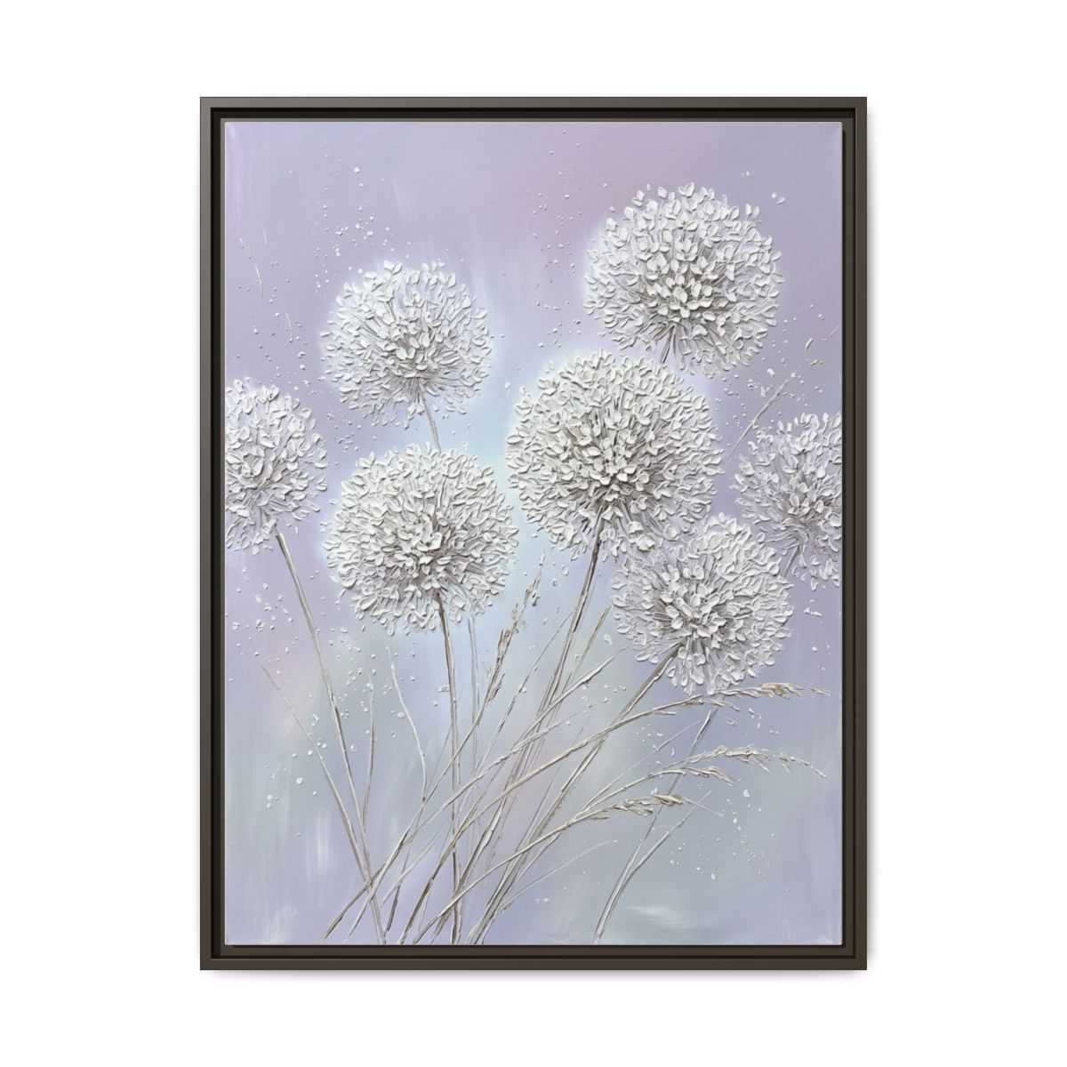Allium Floral Canvas Wall Art | Impasto Flower Painting | Bedroom Lavender Decor Gift — Thumbnail 3