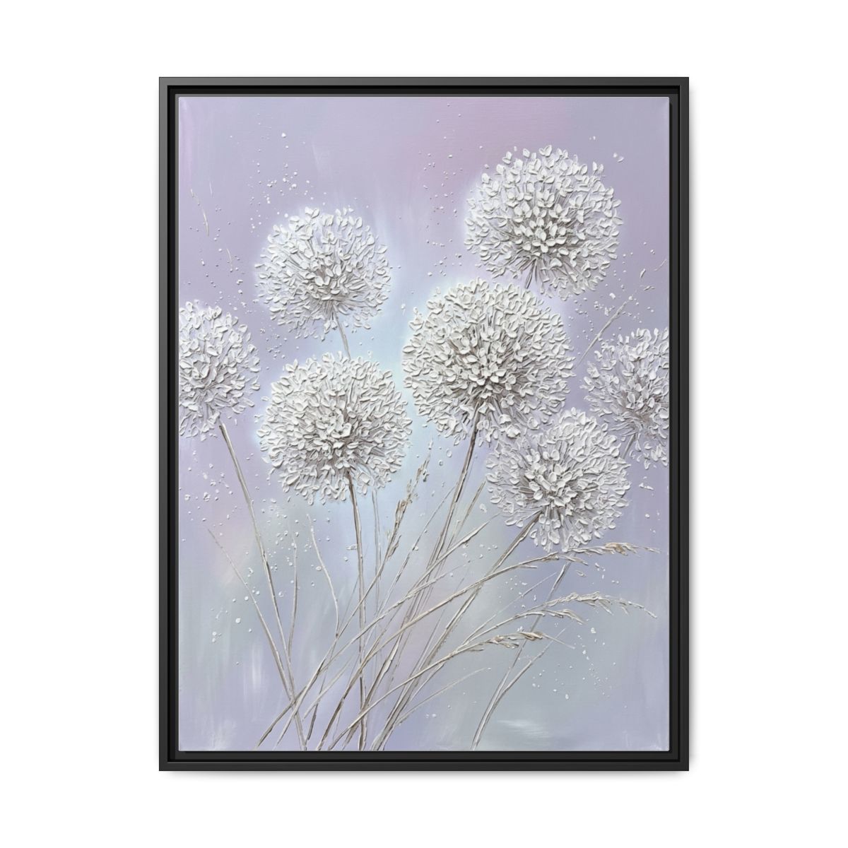 Allium Floral Canvas Wall Art | Impasto Flower Painting | Bedroom Lavender Decor Gift - alternate view