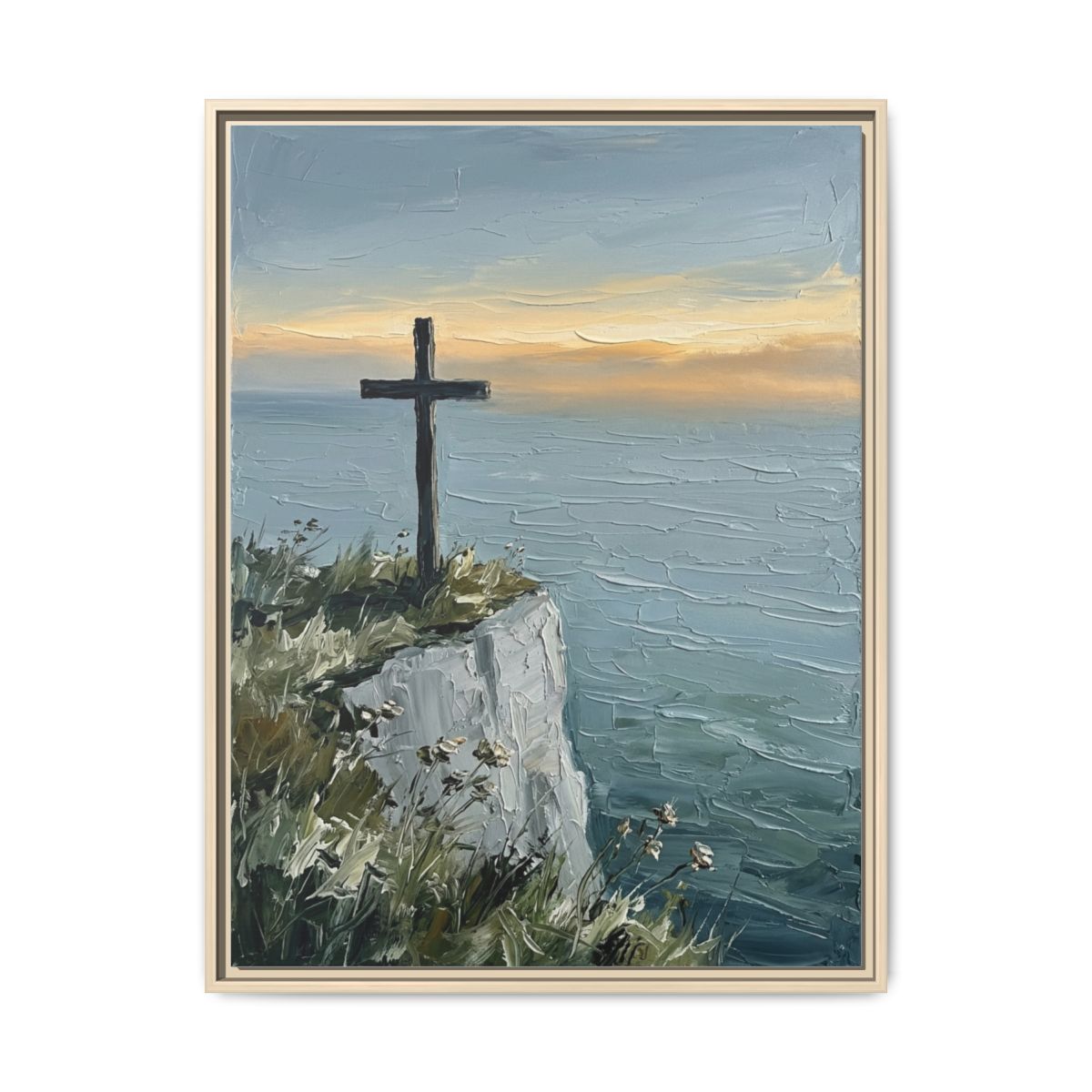 Mountain Cross Canvas Wall Art | Impressionist Christian Landscape Framed Print | Decor — Thumbnail 5