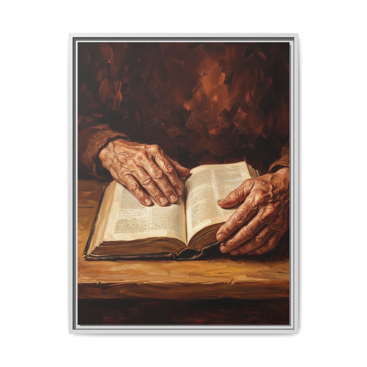 Praying Hands Canvas Wall Art | Oil Painting Christian Framed Print | Prayer Room Decor — Thumbnail 4