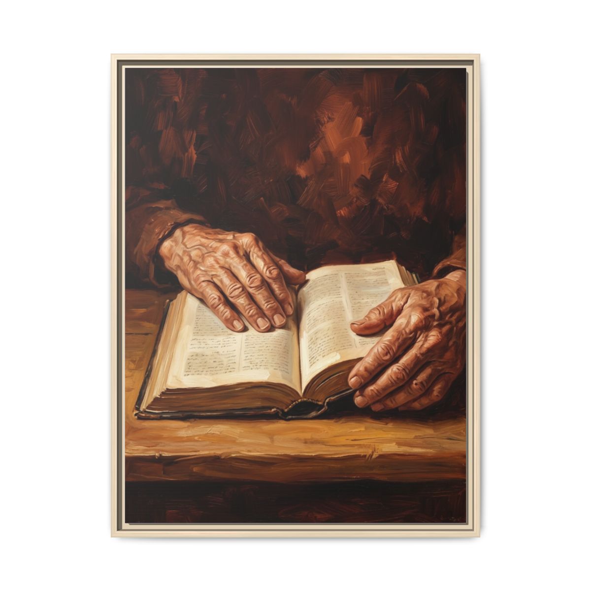 Praying Hands Canvas Wall Art | Oil Painting Christian Framed Print | Prayer Room Decor — Thumbnail 5