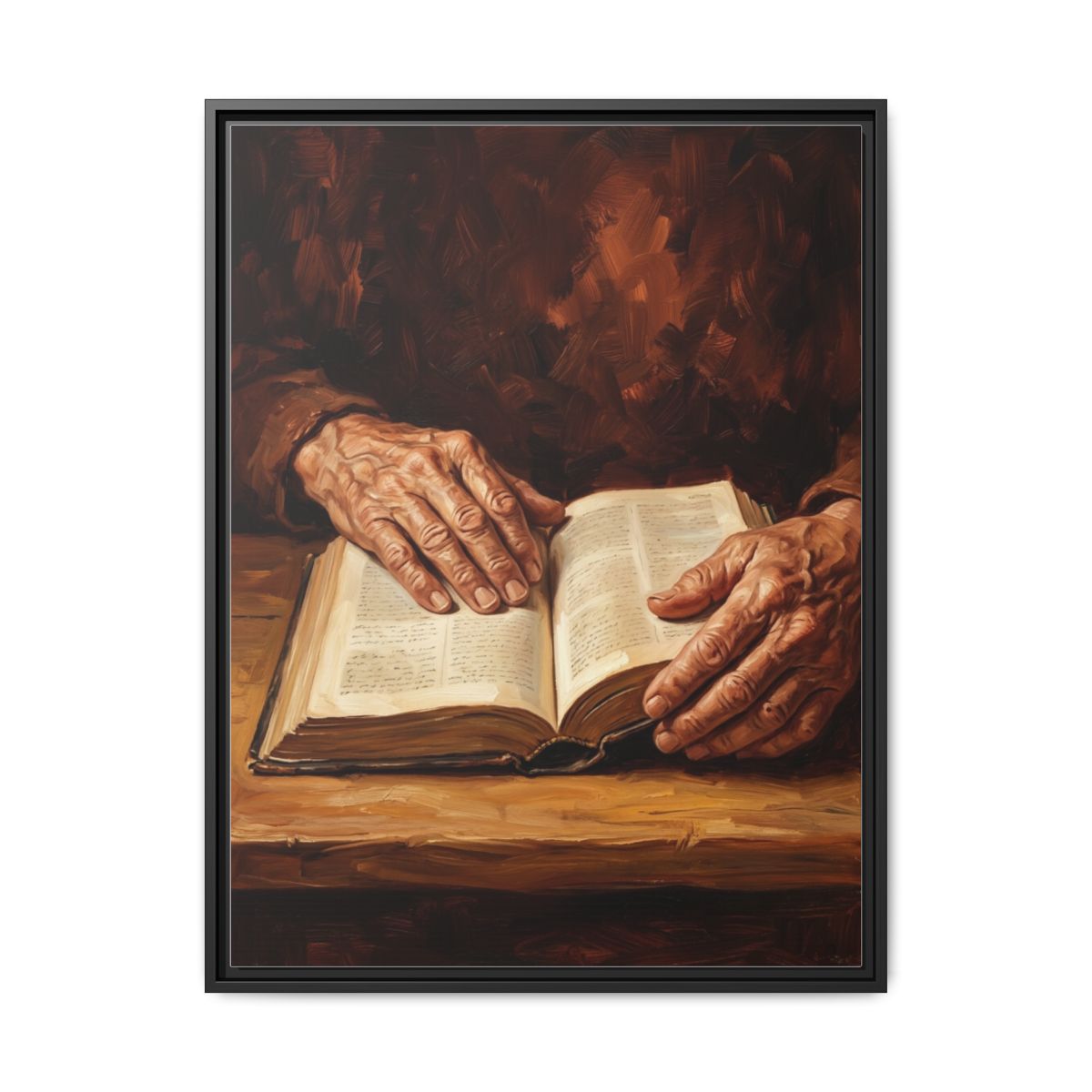 Praying Hands Canvas Wall Art | Oil Painting Christian Framed Print | Prayer Room Decor — Thumbnail 2