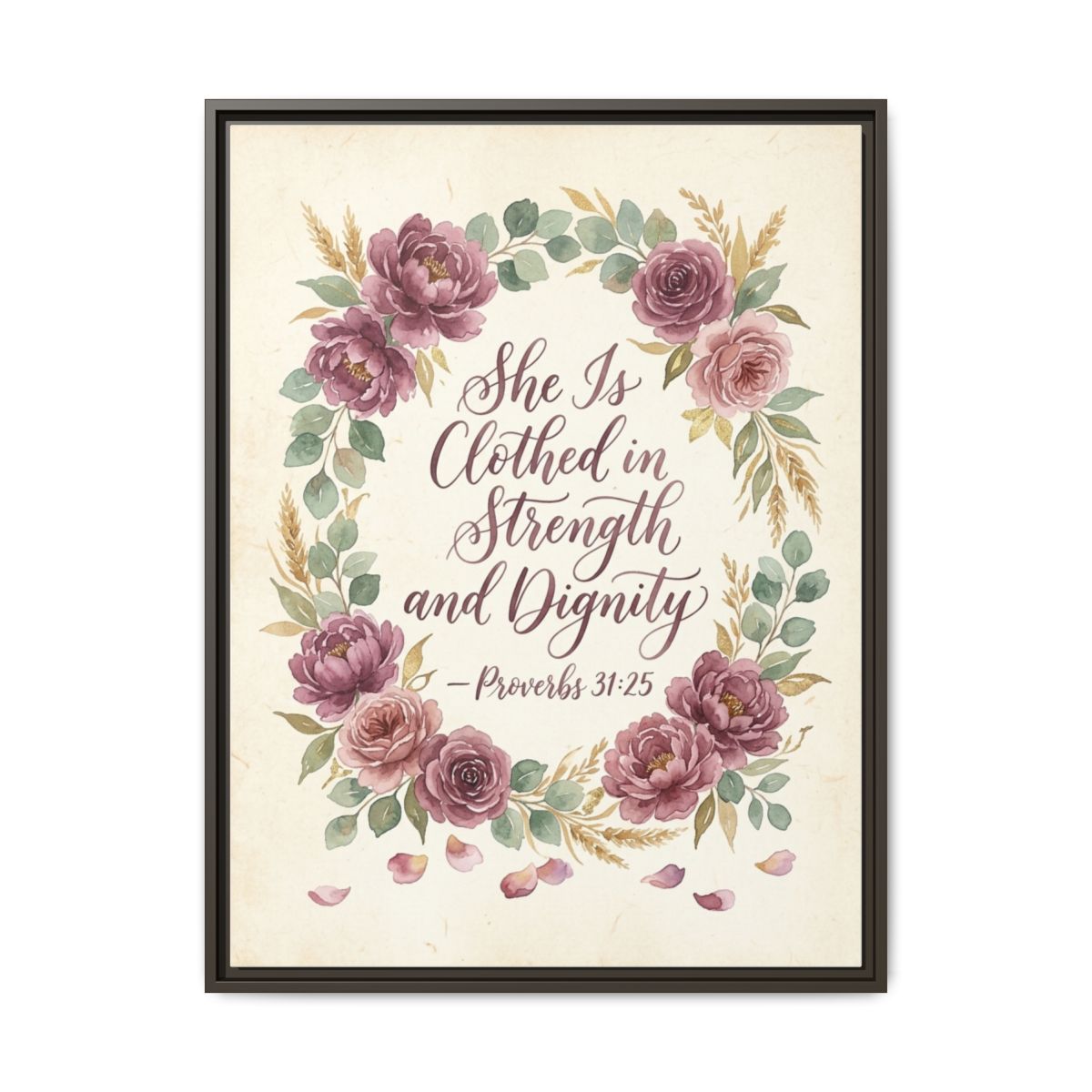 Proverbs 31 Canvas Wall Art | Watercolor Floral Wreath Christian Framed Print | Bedroom Decor — Thumbnail 3