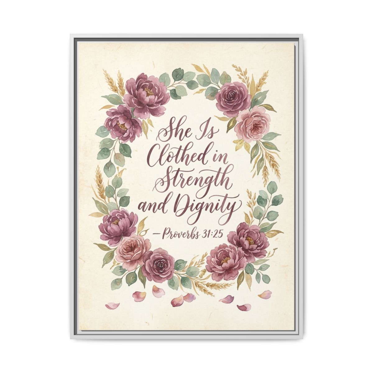 Proverbs 31 Canvas Wall Art | Watercolor Floral Wreath Christian Framed Print | Bedroom Decor — Thumbnail 4