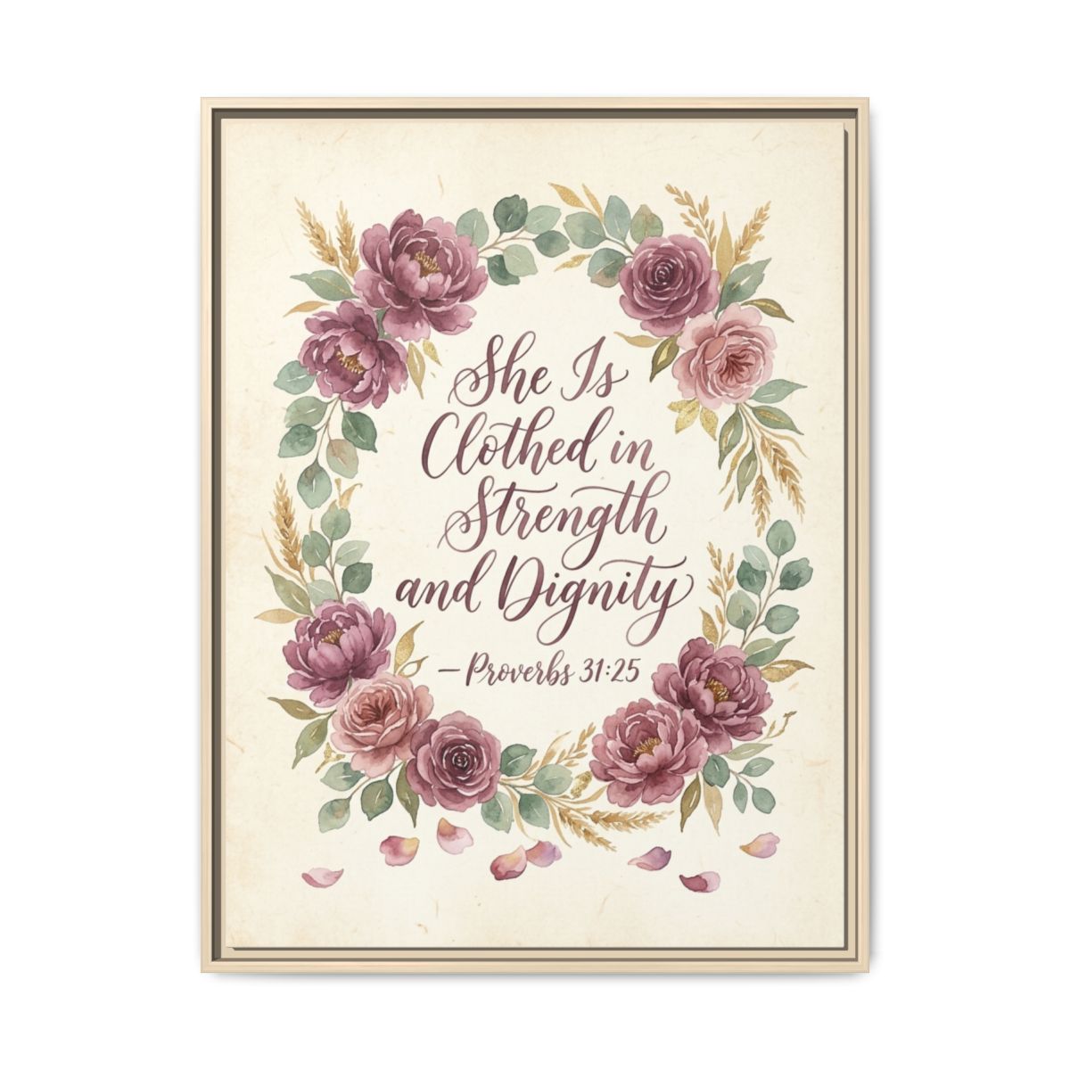 Proverbs 31 Canvas Wall Art | Watercolor Floral Wreath Christian Framed Print | Bedroom Decor — Thumbnail 5