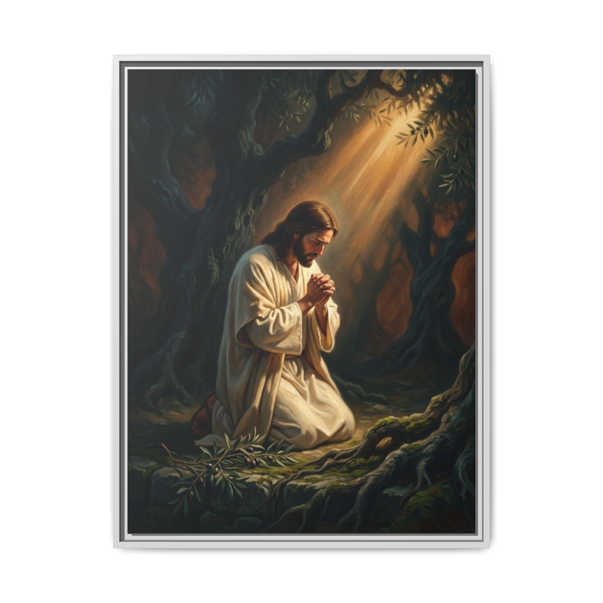 Gethsemane Jesus Prayer Canvas Wall Art | Classical Oil Painting Christian Framed Print | Decor — Thumbnail 4