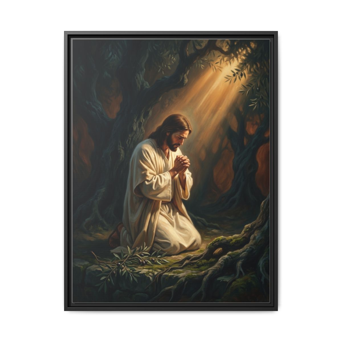 Gethsemane Jesus Prayer Canvas Wall Art | Classical Oil Painting Christian Framed Print | Decor — Thumbnail 2