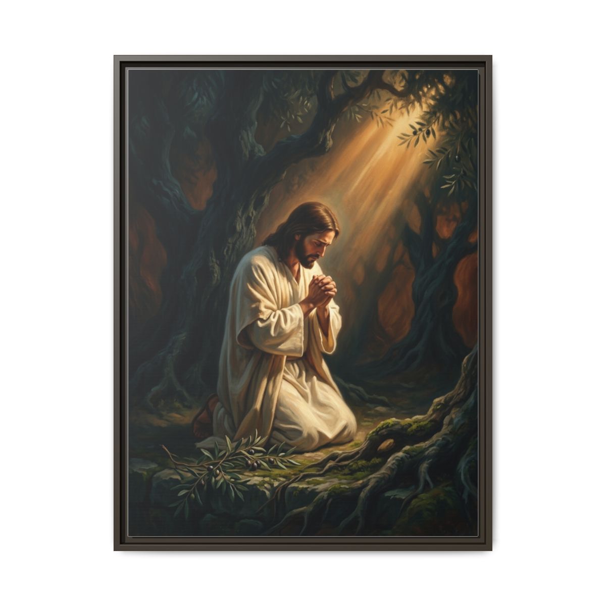 Gethsemane Jesus Prayer Canvas Wall Art | Classical Oil Painting Christian Framed Print | Decor — Thumbnail 3