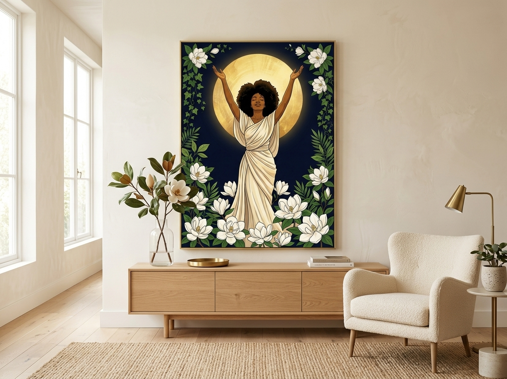 Black Woman Worship Canvas Wall Art | African American Christian Print | Faith Bedroom Decor