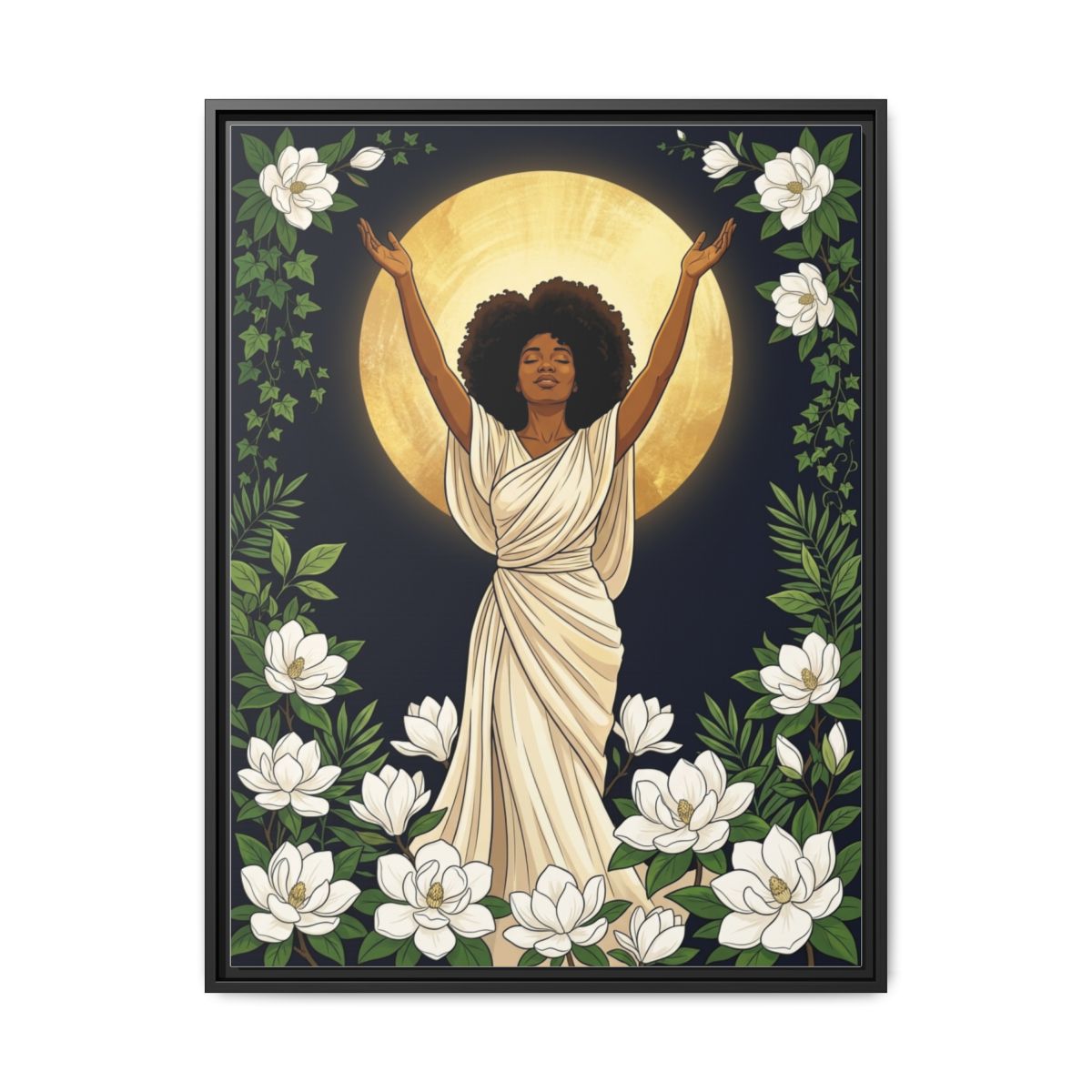 Black Woman Worship Canvas Wall Art | African American Christian Print | Faith Bedroom Decor - alternate view