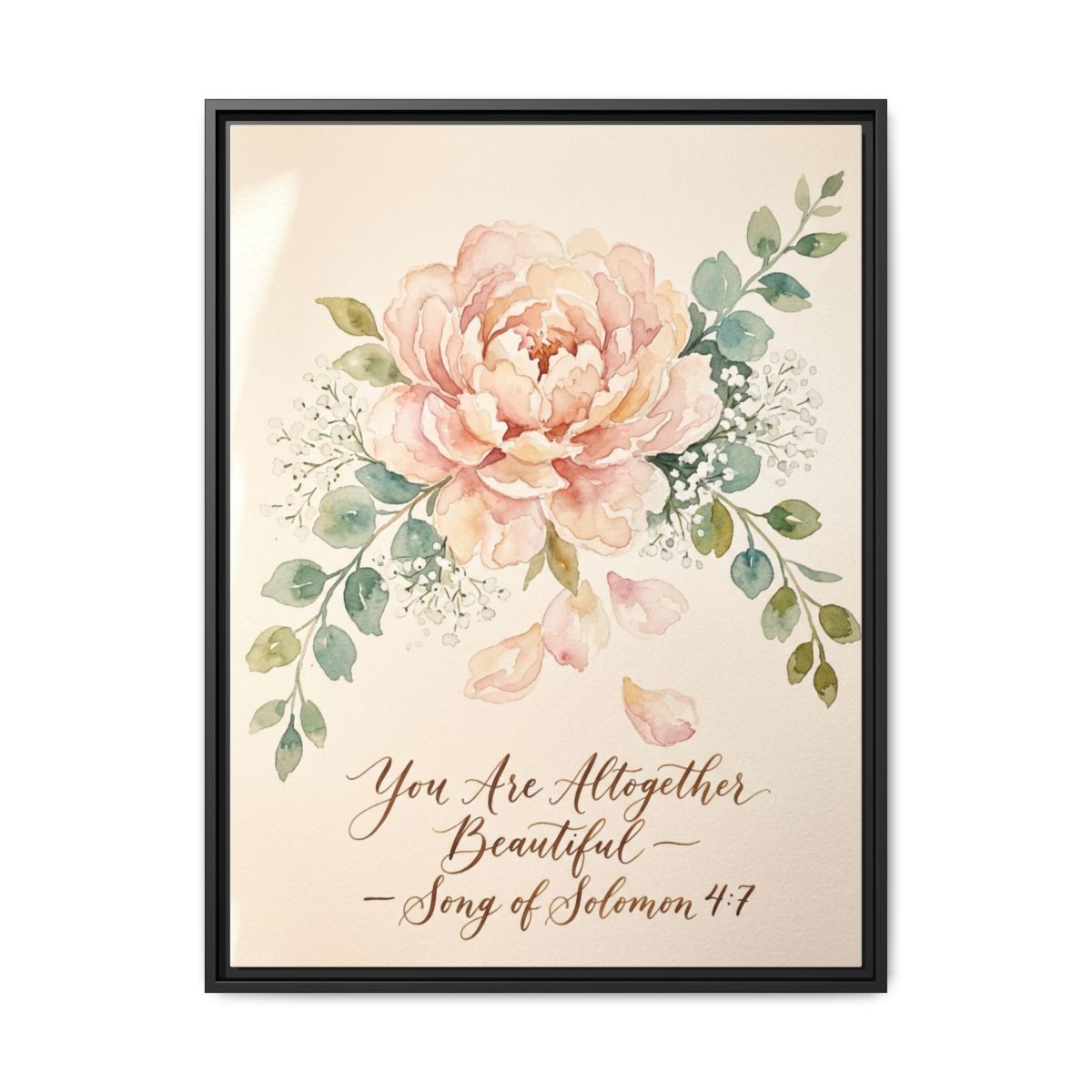 Peony Scripture Canvas Wall Art | Watercolor Floral Bible Verse Framed Print | Bedroom Decor - alternate view