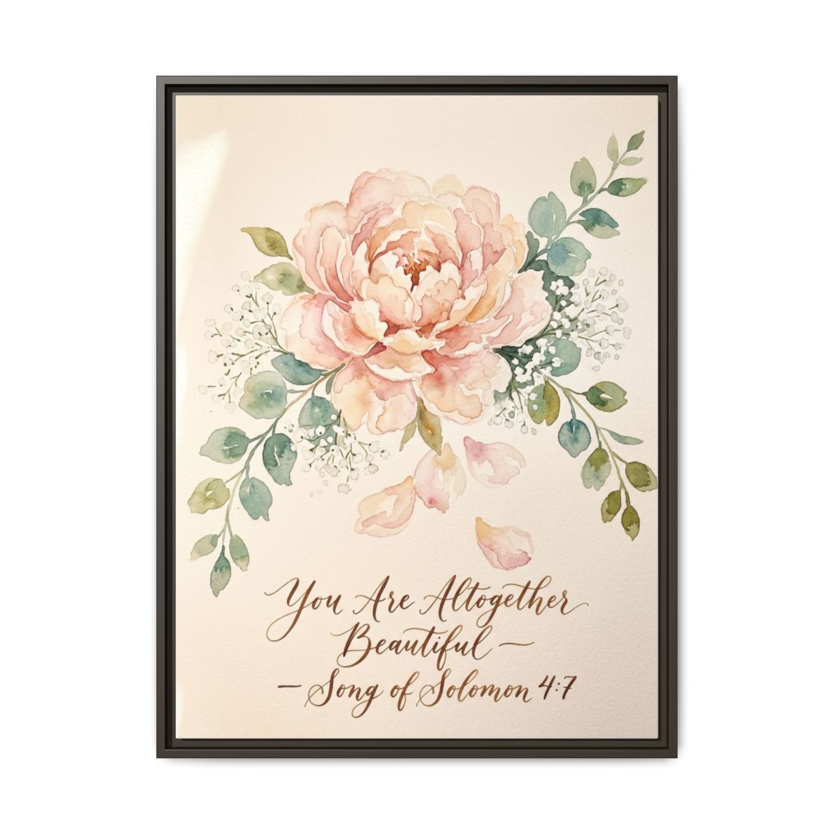 Peony Scripture Canvas Wall Art | Watercolor Floral Bible Verse Framed Print | Bedroom Decor — Thumbnail 3