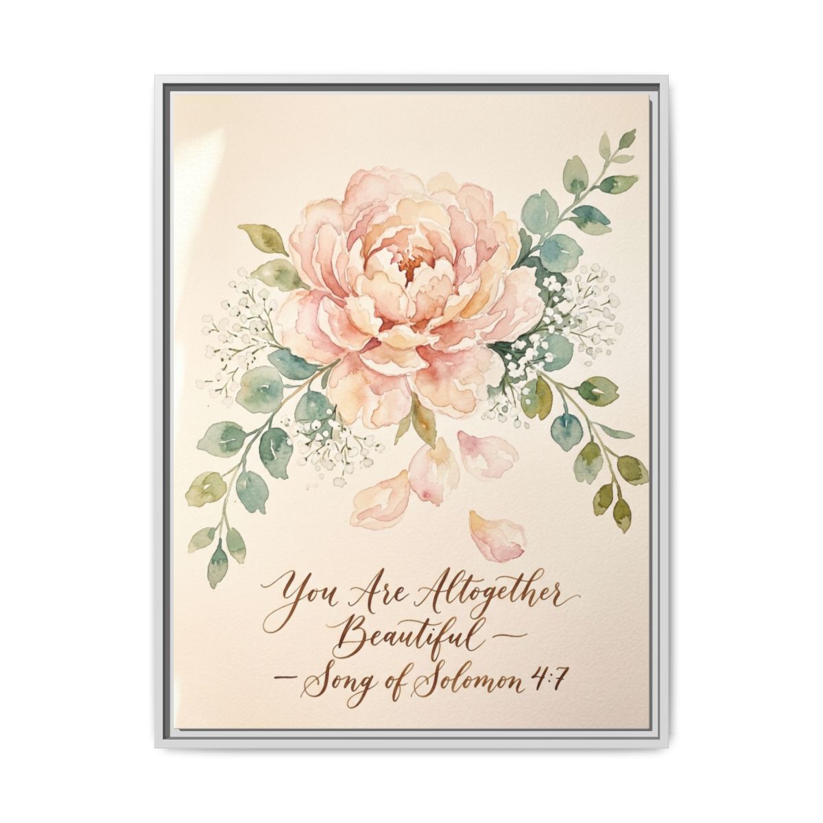 Peony Scripture Canvas Wall Art | Watercolor Floral Bible Verse Framed Print | Bedroom Decor — Thumbnail 4