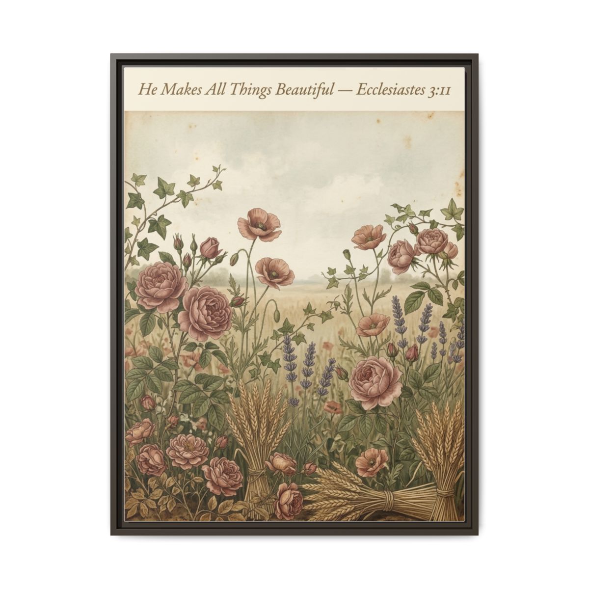 Botanical Scripture Canvas Wall Art | Vintage Ecclesiastes Wildflower Print | Faith Decor — Thumbnail 3
