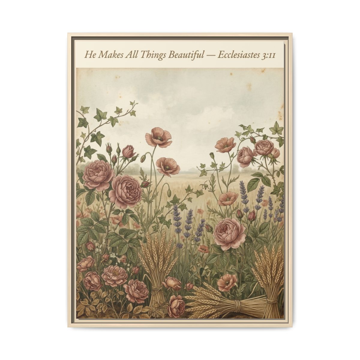 Botanical Scripture Canvas Wall Art | Vintage Ecclesiastes Wildflower Print | Faith Decor — Thumbnail 5