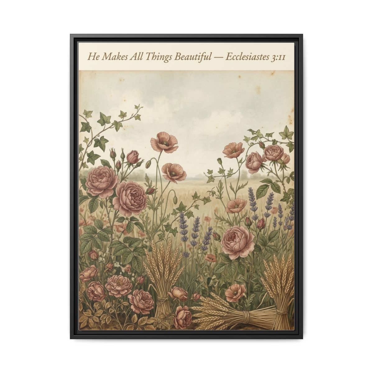 Botanical Scripture Canvas Wall Art | Vintage Ecclesiastes Wildflower Print | Faith Decor — Thumbnail 2