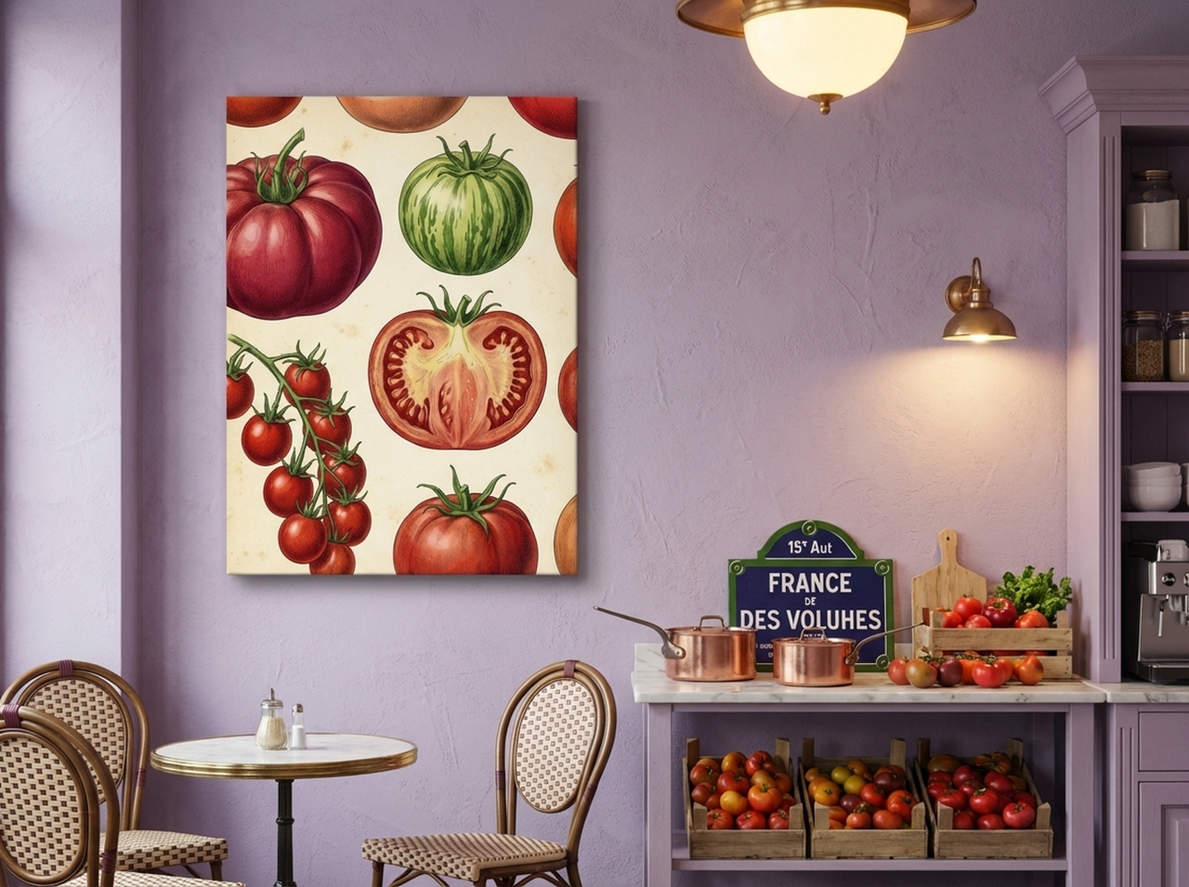 Heirloom Tomatoes Canvas Wall Art | Vintage Botanical Kitchen Print | Dining Room Framed Decor — Image 1