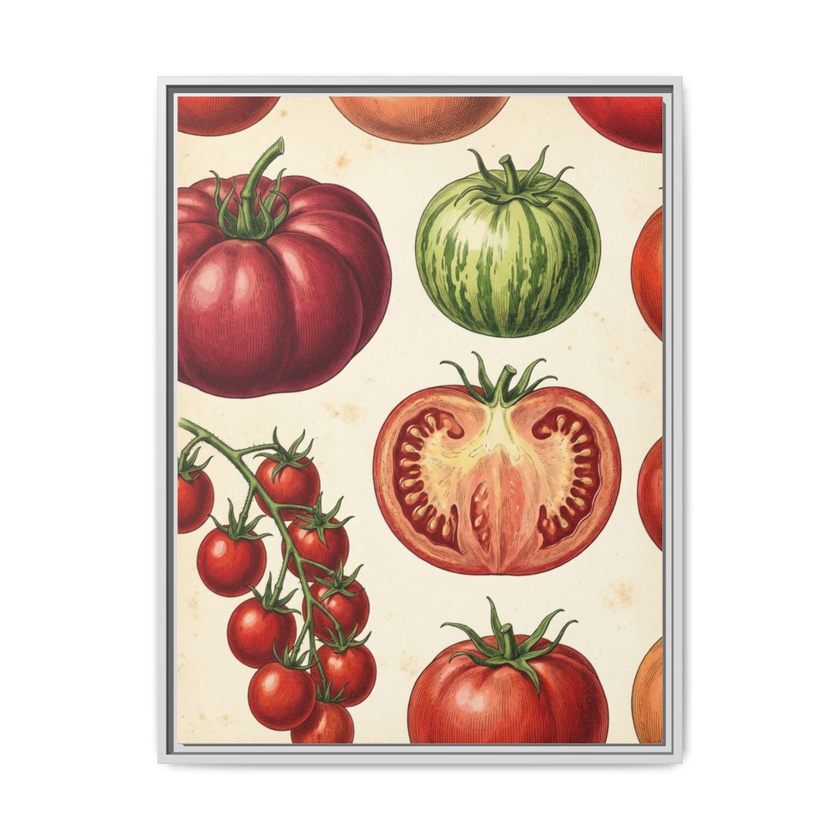 Heirloom Tomatoes Canvas Wall Art | Vintage Botanical Kitchen Print | Dining Room Framed Decor — Thumbnail 4