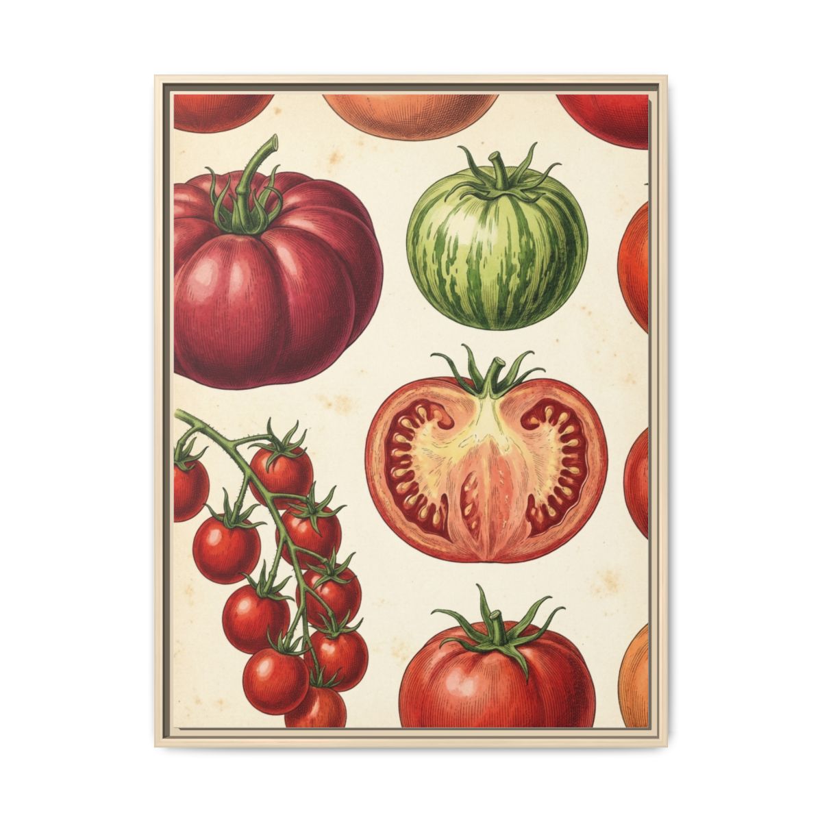 Heirloom Tomatoes Canvas Wall Art | Vintage Botanical Kitchen Print | Dining Room Framed Decor — Thumbnail 5