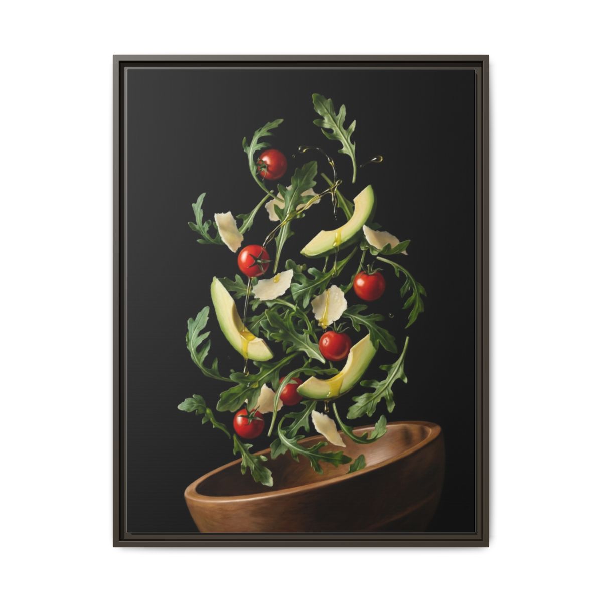 Salad Toss Canvas Wall Art | Cinematic Food Photography Print | Mediterranean Dining Framed Decor — Thumbnail 3